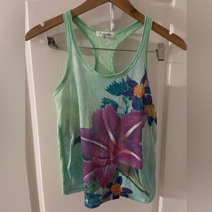 Vintage Y2K Aeropostale Mint Green Tank Top with Floral Print